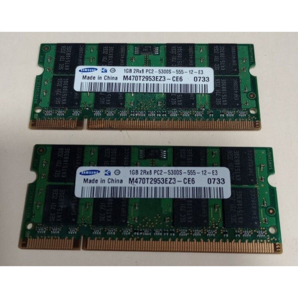 2 Samsung M470T2953 1GB RAM PC2-5300S-555-12-E3 - Tested and working!